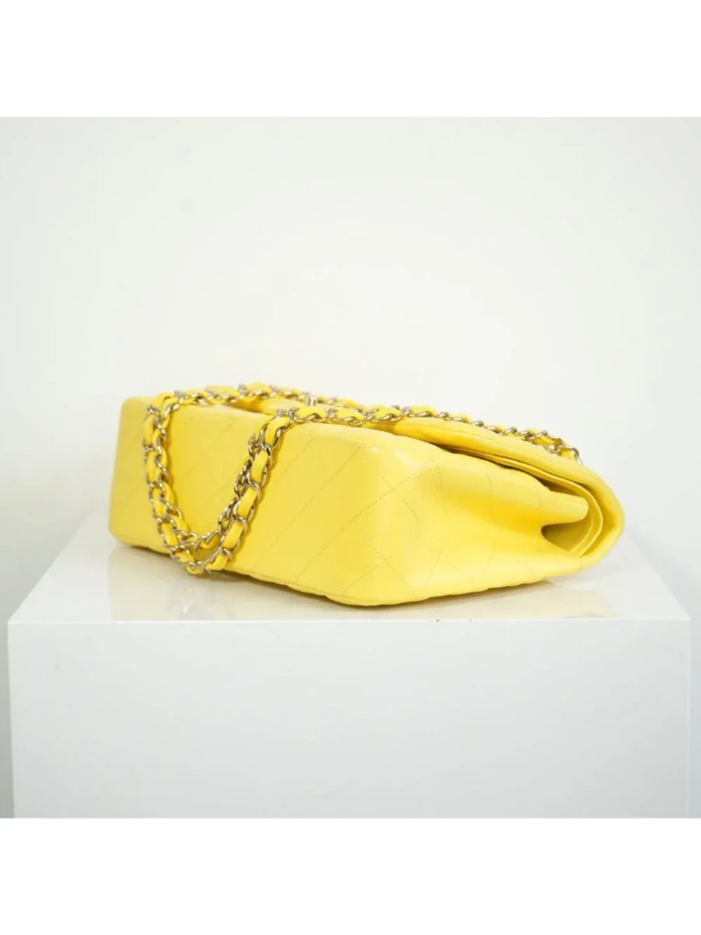 Chanel Yellow Lambskin Jumbo Double Flap Bag Full Set